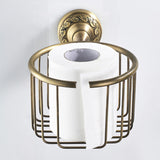 Antique Brass Toilet Paper Basket Bathroom Hardware Wall Mounted Commercial Paper Holder Gold Round