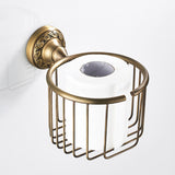 Antique Brass Toilet Paper Basket Bathroom Hardware Wall Mounted Commercial Paper Holder Gold Round
