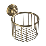 Antique Brass Toilet Paper Basket Bathroom Hardware Wall Mounted Commercial Paper Holder Gold Round