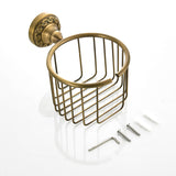 Antique Brass Toilet Paper Basket Bathroom Hardware Wall Mounted Commercial Paper Holder Gold Round