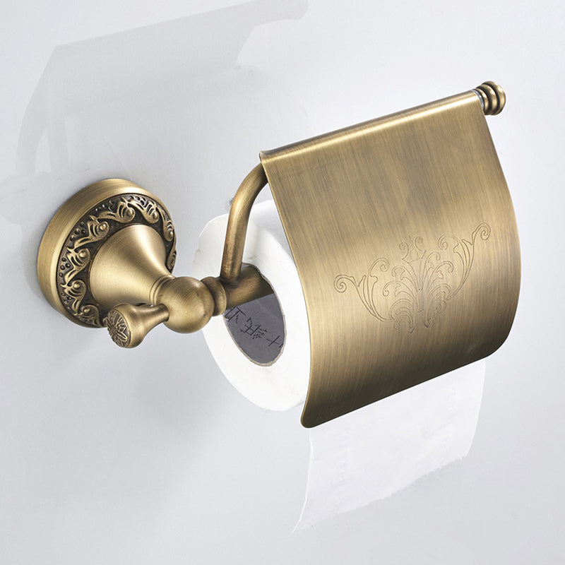 Antique Brass Toilet Paper Holder Bathroom Hardware Single Roll Holder Wall Mount Carved Brushed Gold