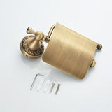Antique Brass Toilet Paper Holder Bathroom Hardware Single Roll Holder Wall Mount Carved Brushed Gold