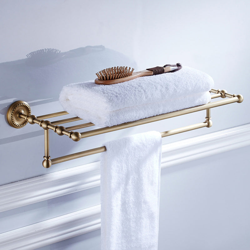 Antique Brass Towel Rack Shelf Wall Mounted Shower Unique Designer Bathroom Hardware With Towel Bar
