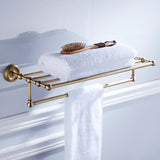 Antique Brass Towel Rack Shelf Wall Mounted Shower Unique Designer Bathroom Hardware With Towel Bar