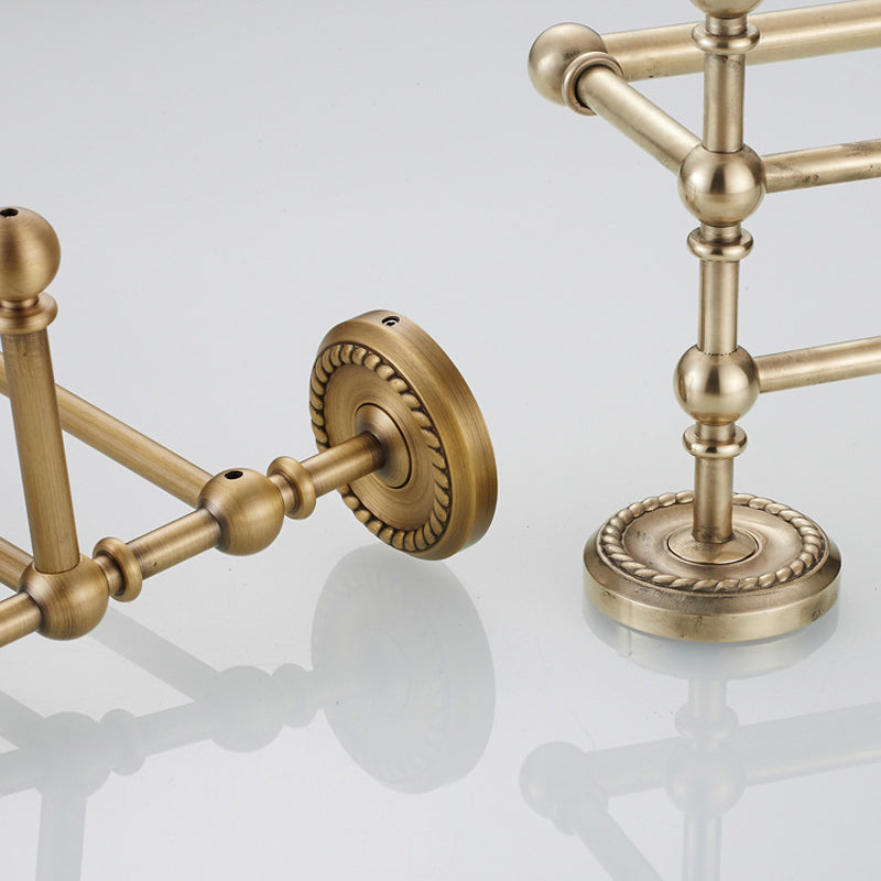 Antique Brass Towel Rack Shelf Wall Mounted Shower Unique Designer Bathroom Hardware With Towel Bar