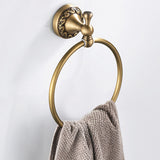 Antique Brass Towel Ring Decorative Bathroom Hardware Round Rustic Brushed Gold Wall Mount Towel Bar