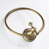 Antique Brass Towel Ring Decorative Bathroom Hardware Round Rustic Brushed Gold Wall Mount Towel Bar