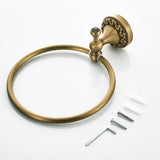 Antique Brass Towel Ring Decorative Bathroom Hardware Round Rustic Brushed Gold Wall Mount Towel Bar