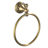Antique Brass Towel Ring Decorative Bathroom Hardware Round Rustic Brushed Gold Wall Mount Towel Bar
