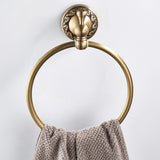 Antique Brass Towel Ring Decorative Bathroom Hardware Round Rustic Brushed Gold Wall Mount Towel Bar