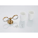 Antique Brass Wall Mounted Gold Toothbrush Holder Single/Double Ceramic Cup Bathroom Hardware Carved