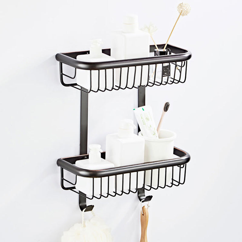 Antique Brass Wall Mounted Two Tier Shower Hardware Caddy Basket 12 Bathroom Shelves Draining Black"