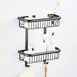 Antique Brass Wall Mounted Two Tier Shower Hardware Caddy Basket 12 Bathroom Shelves Draining Black"