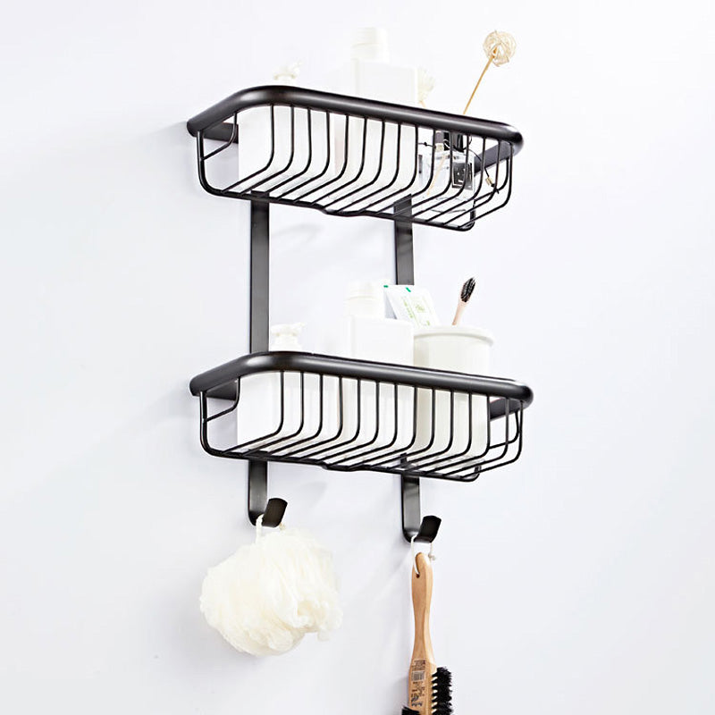 Antique Brass Wall Mounted Two Tier Shower Hardware Caddy Basket 12 Bathroom Shelves Draining Black"