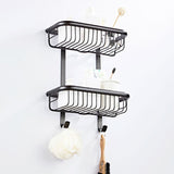 Antique Brass Wall Mounted Two Tier Shower Hardware Caddy Basket 12 Bathroom Shelves Draining Black"