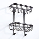 Antique Brass Wall Mounted Two Tier Shower Hardware Caddy Basket 12 Bathroom Shelves Draining Black"