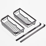 Antique Brass Wall Mounted Two Tier Shower Hardware Caddy Basket 12 Bathroom Shelves Draining Black"