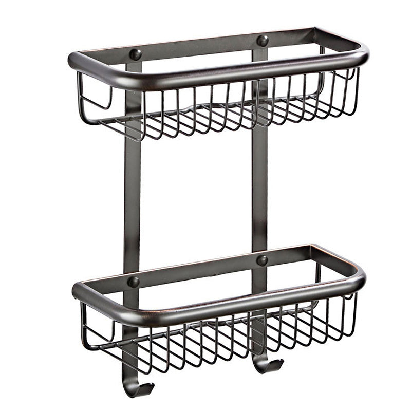 Antique Brass Wall Mounted Two Tier Shower Hardware Caddy Basket 12 Bathroom Shelves Draining Black"