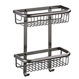 Antique Brass Wall Mounted Two Tier Shower Hardware Caddy Basket 12 Bathroom Shelves Draining Black"