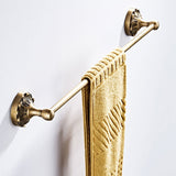 Antique Brushed Brass Bathroom Single Towel Rack Wall Mount 24 Carved Pineapple Pattern Decorative"