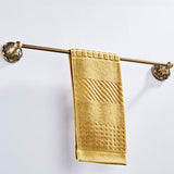 Antique Brushed Brass Bathroom Single Towel Rack Wall Mount 24 Carved Pineapple Pattern Decorative"