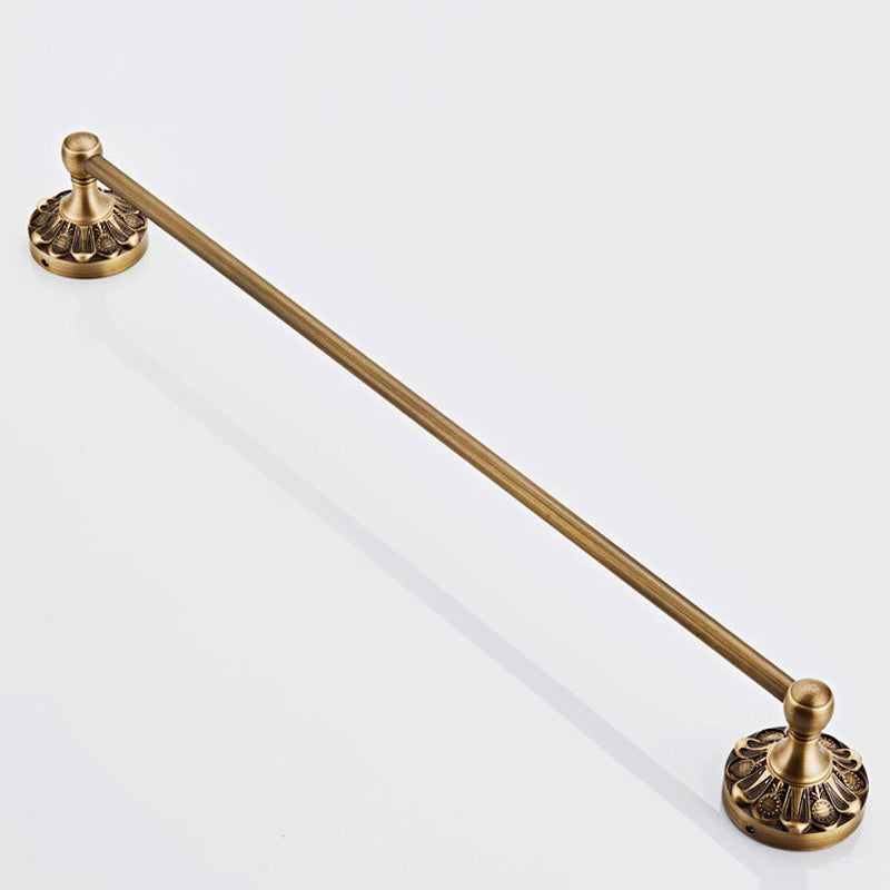 Antique Brushed Brass Bathroom Single Towel Rack Wall Mount 24 Carved Pineapple Pattern Decorative"