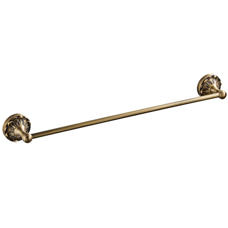 Antique Brushed Brass Bathroom Single Towel Rack Wall Mount 24 Carved Pineapple Pattern Decorative"