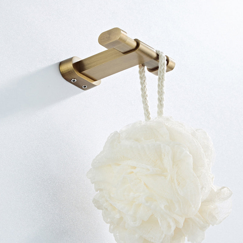 Antique Brushed Brass Double Robe Hook Gold Luxury Design Shower Vintage Bathroom Hooks Hardware