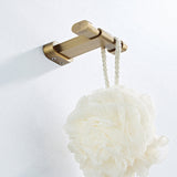 Antique Brushed Brass Double Robe Hook Gold Luxury Design Shower Vintage Bathroom Hooks Hardware