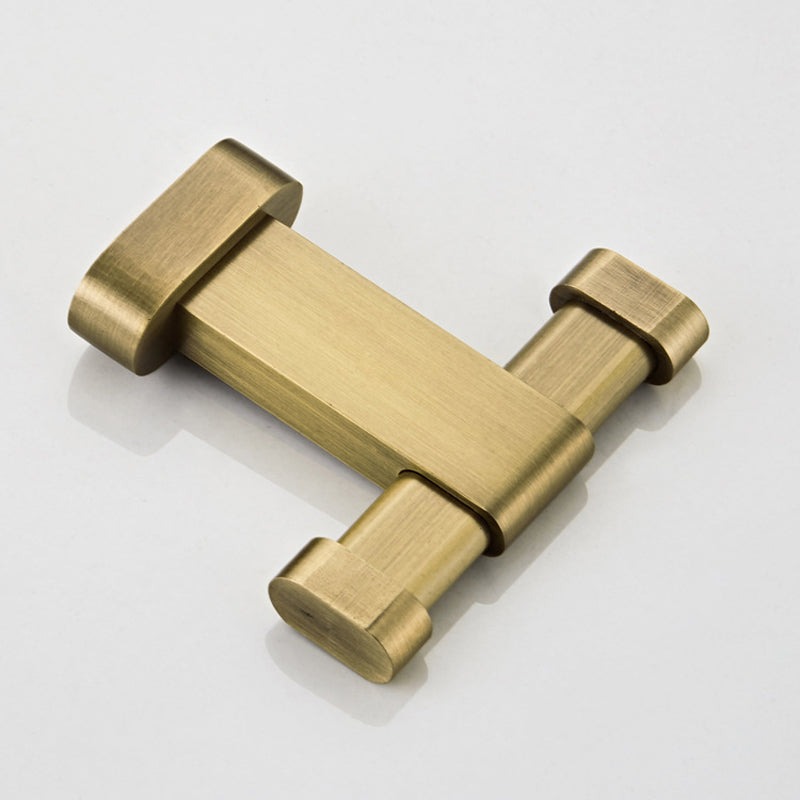 Antique Brushed Brass Double Robe Hook Gold Luxury Design Shower Vintage Bathroom Hooks Hardware