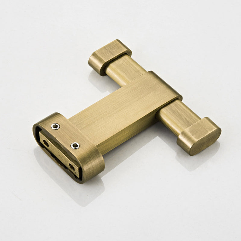 Antique Brushed Brass Double Robe Hook Gold Luxury Design Shower Vintage Bathroom Hooks Hardware