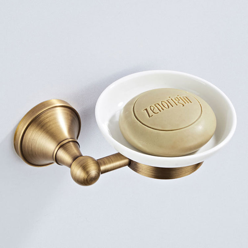 Antique Brushed Brass Soap Dish Wall Mounted Gold Shower Ceramic Round/ Oval Dish Bathroom Hardware