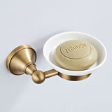 Antique Brushed Brass Soap Dish Wall Mounted Gold Shower Ceramic Round/ Oval Dish Bathroom Hardware
