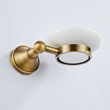 Antique Brushed Brass Soap Dish Wall Mounted Gold Shower Ceramic Round/ Oval Dish Bathroom Hardware