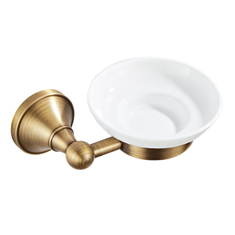Antique Brushed Brass Soap Dish Wall Mounted Gold Shower Ceramic Round/ Oval Dish Bathroom Hardware