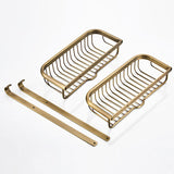 Antique Gold Fine Brass Bathroom Shelf Double Shower Caddy Basket Two Tier Draining Hardware Classic