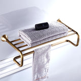 Antique Brass Towel Rack Wall Mounted Shelf Luxury Gold With Towel Bar Brushed Bathroom Hardware