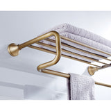 Antique Brass Towel Rack Wall Mounted Shelf Luxury Gold With Towel Bar Brushed Bathroom Hardware