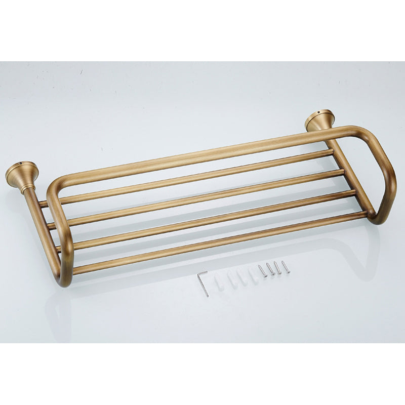 Antique Brass Towel Rack Wall Mounted Shelf Luxury Gold With Towel Bar Brushed Bathroom Hardware