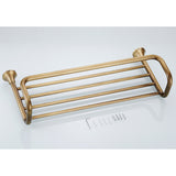 Antique Brass Towel Rack Wall Mounted Shelf Luxury Gold With Towel Bar Brushed Bathroom Hardware