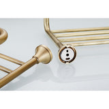 Antique Brass Towel Rack Wall Mounted Shelf Luxury Gold With Towel Bar Brushed Bathroom Hardware