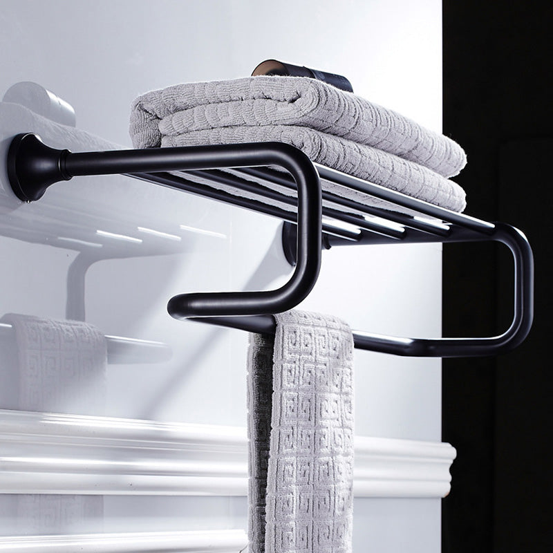 Bathroom Antique Towel Rack Black Brass Wall Mounted with Shelf Luxury Oil Rubbed Bronze Hotel Modern