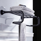 Bathroom Antique Towel Rack Black Brass Wall Mounted with Shelf Luxury Oil Rubbed Bronze Hotel Modern