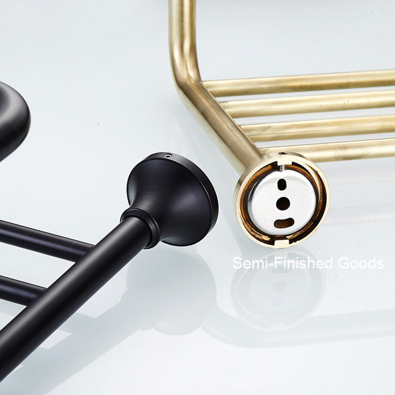 Bathroom Antique Towel Rack Black Brass Wall Mounted with Shelf Luxury Oil Rubbed Bronze Hotel Modern