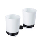 Bathroom Brass Toothbrush Holder Oil Rubbed Bronze Single/ Double Ceramic Cup Wall Mounted Carved