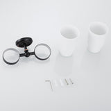 Bathroom Brass Toothbrush Holder Oil Rubbed Bronze Single/ Double Ceramic Cup Wall Mounted Carved