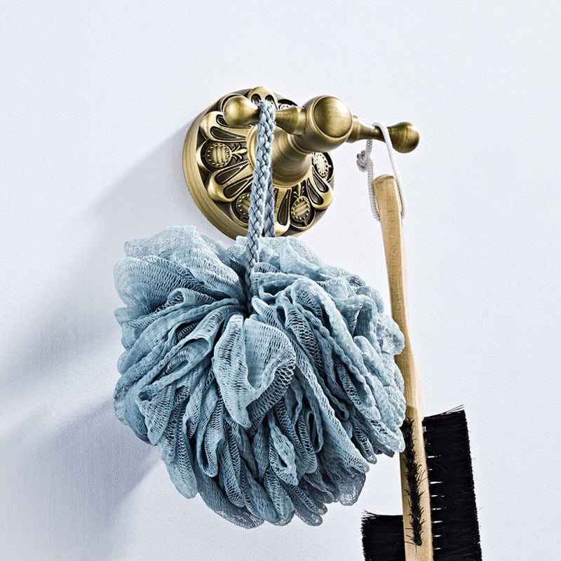 Bathroom Double Robe Hooks Antique Brass Carved Design Pineapple Pattern Coat Hook Luxury Gold