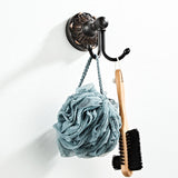 Bathroom Double Robe Hooks Carved Oil Rubbed Bronze Brass Rustic Pineapple Pattern Door Coat Black