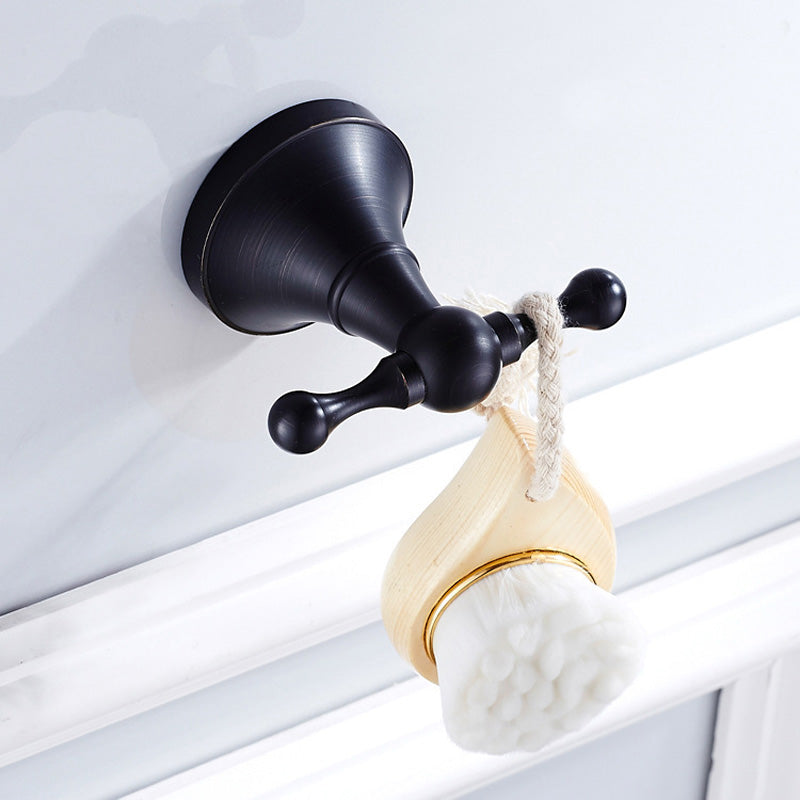 Bathroom Double Robe Hooks Oil Rubbed Bronze Coat Hook Modern Wall Mount Black Hotel Bedroom