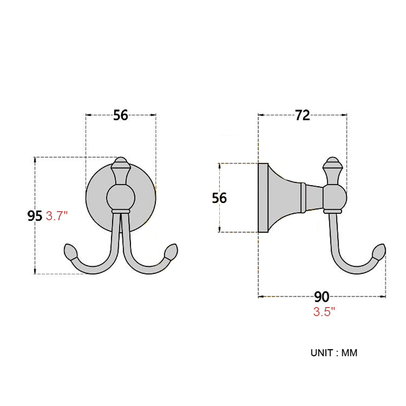 Bathroom Double Robe Hooks Oil Rubbed Bronze Coat Hook Modern Wall Mount Black Hotel Bedroom